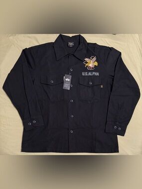 Alpha Industries Japan Button-Up Shirt Japanese Medium (22.8 inch PtP) NWT